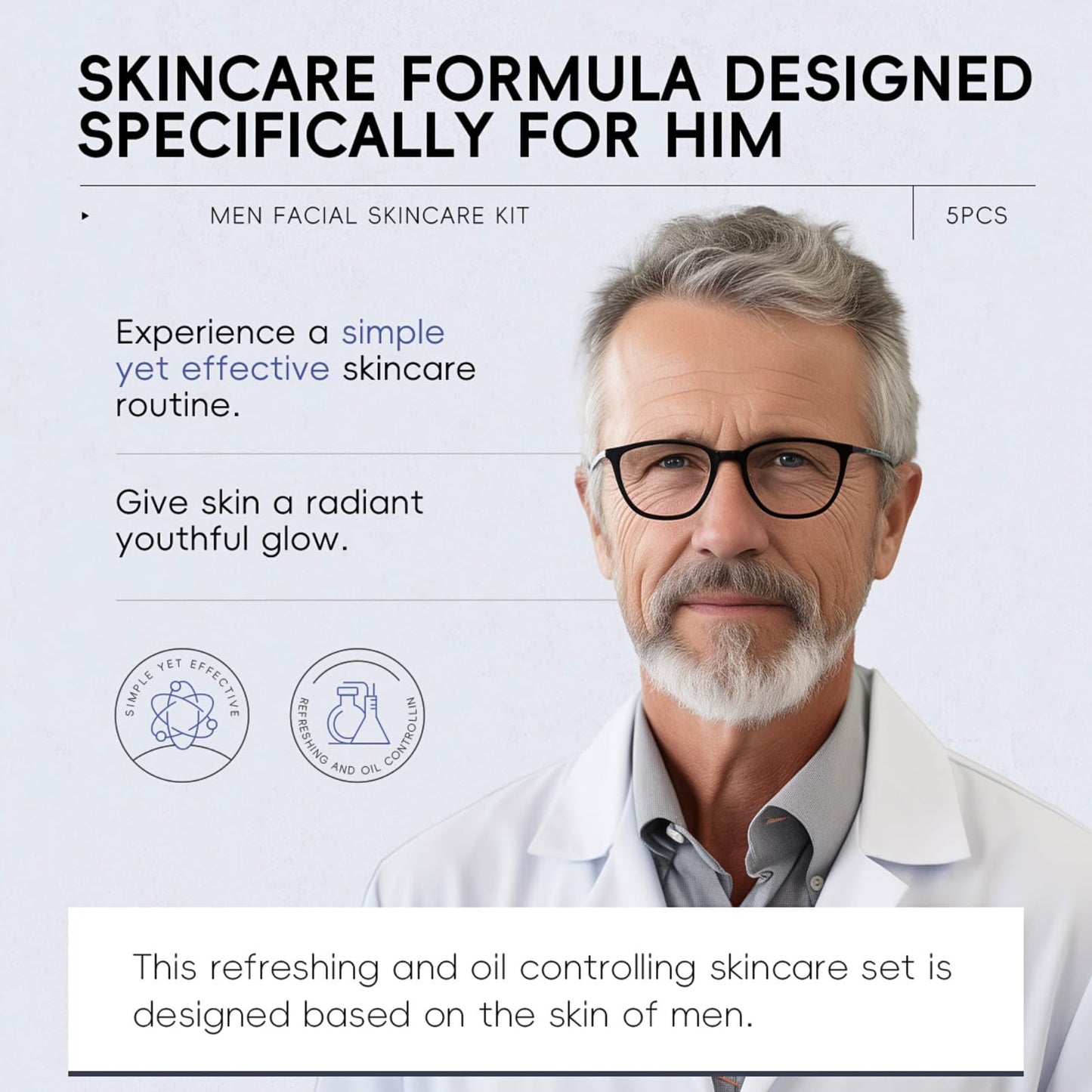 IZBEAUVO Mens Face Care Kit, Mens Skincare Gift Set, Mens Skin Care, Facial Kit - Mens Face Wash, Scrub, Mens Evening Moisturiser & Day Cream, Eye Cream - Anti Aging Skin Care Routine Kit, Unique Gifts For Him