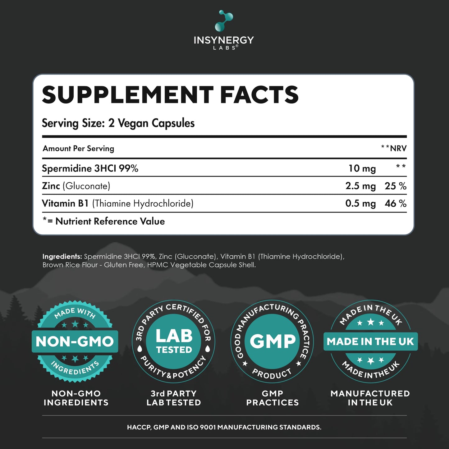 Spermidine PRO (99% Purity Elite Grade) Pure Spermdine 100X Potency vs Wheat Germ Spermidine Supplements, Enhanced with Zinc +Vitamin B1, Spermidine Supplements 10mg 60 Vegan Spermidine Capsules