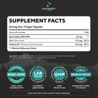 Spermidine PRO (99% Purity Elite Grade) Pure Spermdine 100X Potency vs Wheat Germ Spermidine Supplements, Enhanced with Zinc +Vitamin B1, Spermidine Supplements 10mg 60 Vegan Spermidine Capsules