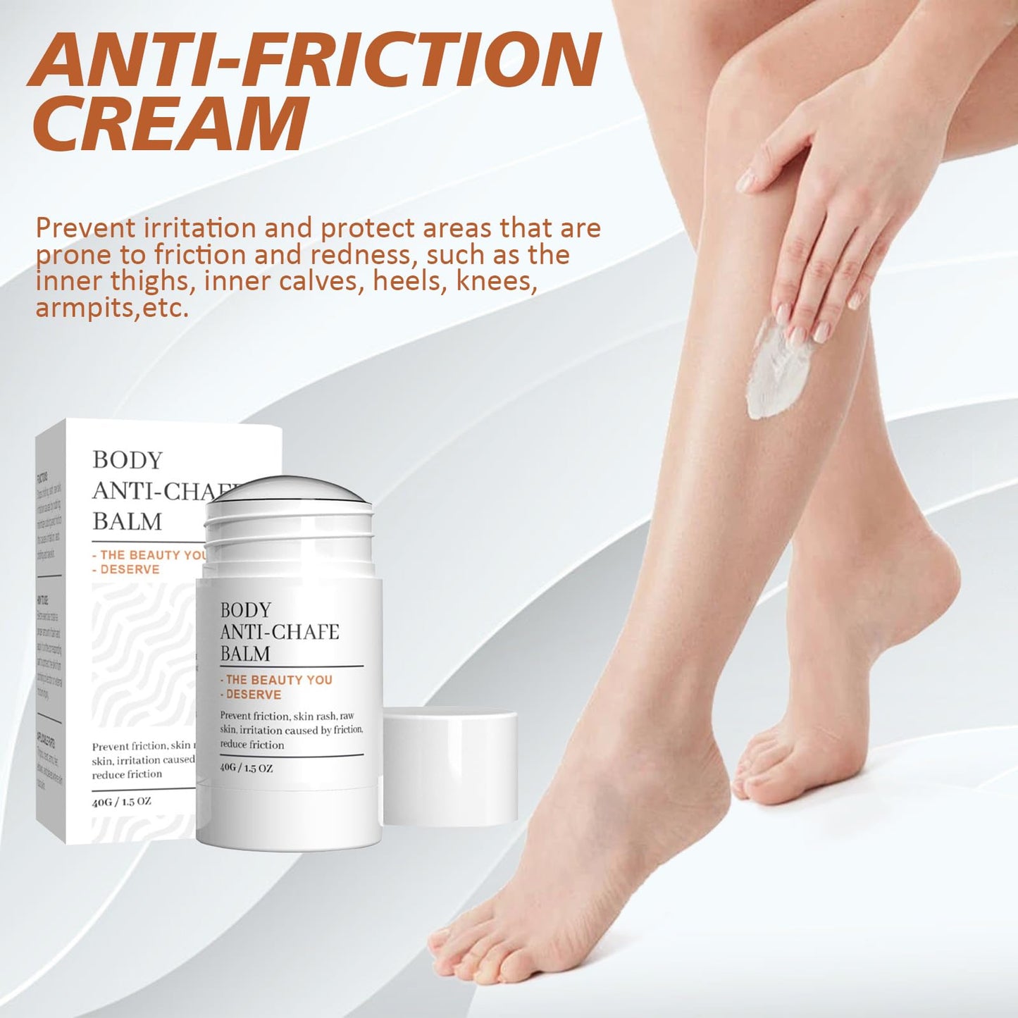 Nadiaen 2 Pack Anti Chafe Balm Chafing Cream, Body Glide, Anti Chafing Stick - Thigh Chafing Prevention Breathable & Sweat Resistant Chub Rub for Heat & Sport 40g