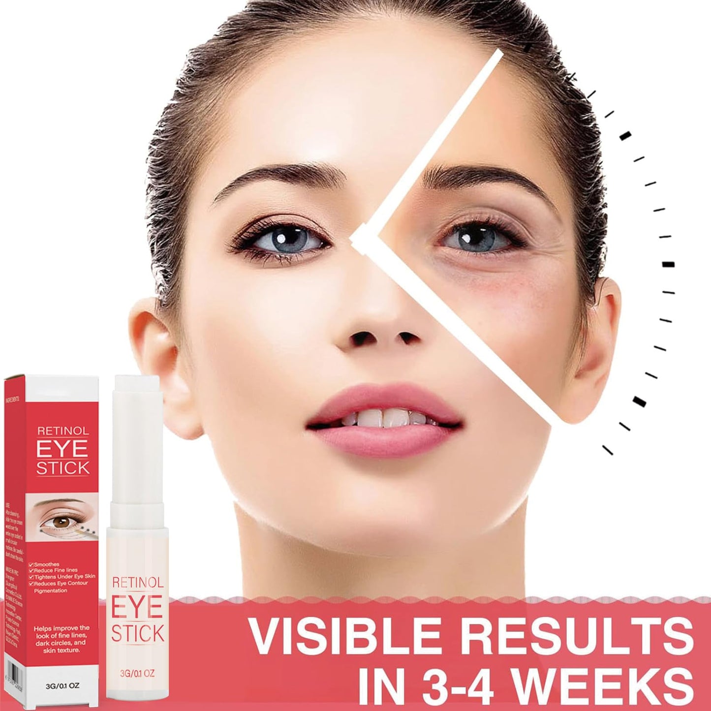 LUMKMAS Retinol Eye Stick, Retinol Serum Eye Cream Stick for Dark Circles, Puffy Eyes, Reducing Fine Lines, Anti-Aging Eye Brightener, Moisturizing & Refreshing Under Eye Cream for Women