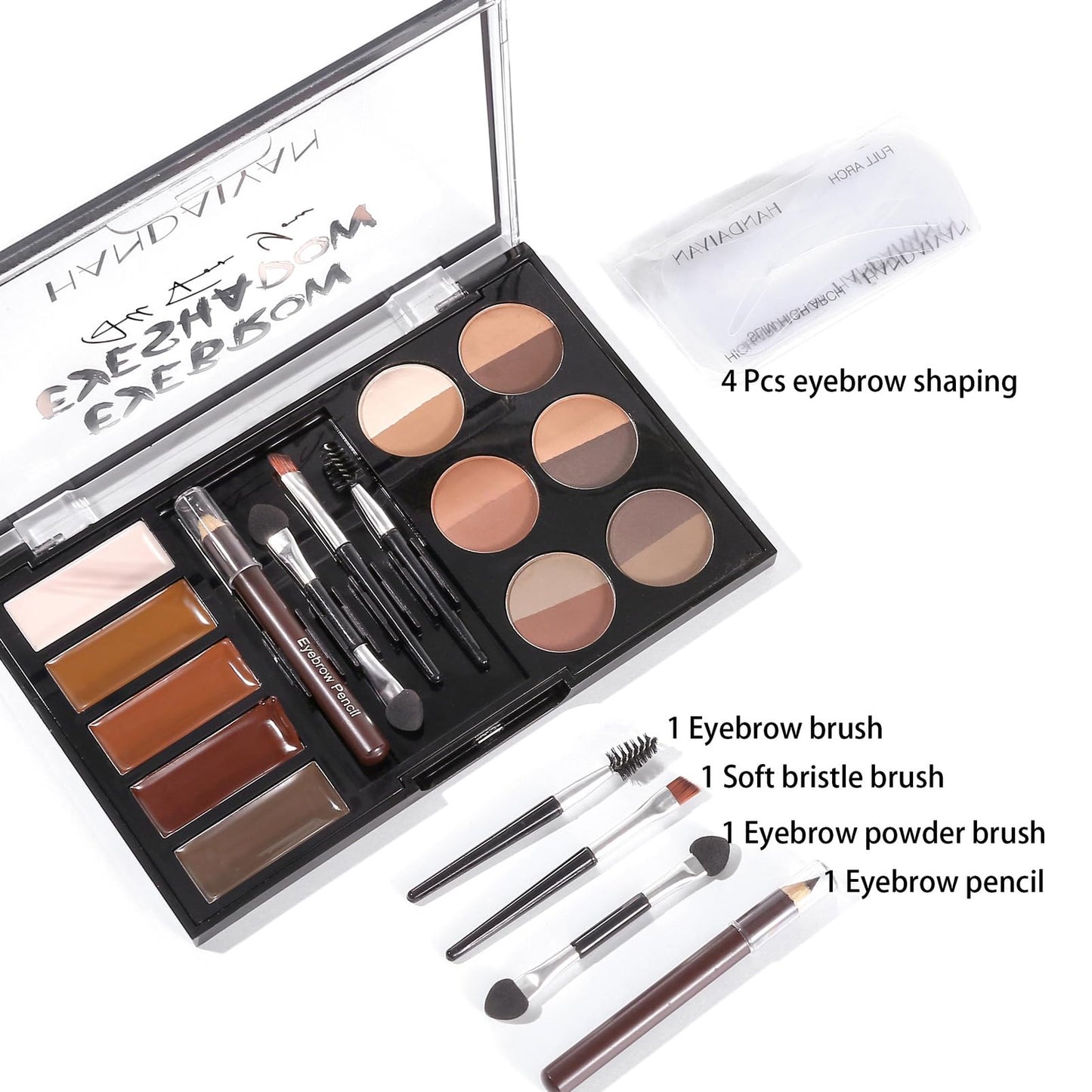 SONGQEE All-in-One Eyebrow Kit - Brown Eyebrow Powder Sculpting Kit, Shape, Define & Groom Eyebrow Makeup Palette Kit, Include Eyebrow Pomade, Brow Powder, Eyebrow Pencil, Eyebrow Brush, Eyebrow Stencils