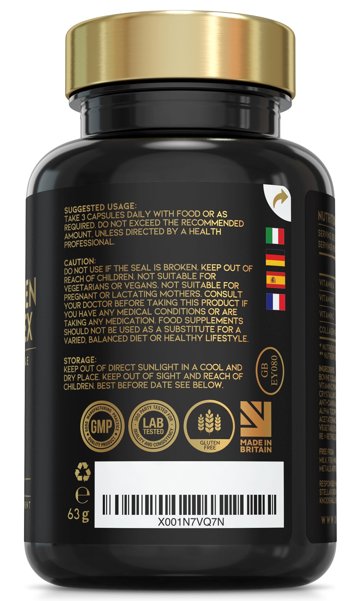 Advanced Collagen Complex | 1593mg Vitamin Boosted Complex for Glowing Hair, Skin & Nails | 90 High Strength Capsules | Premium Bovine Supplements for Women & Men, Made in The UK