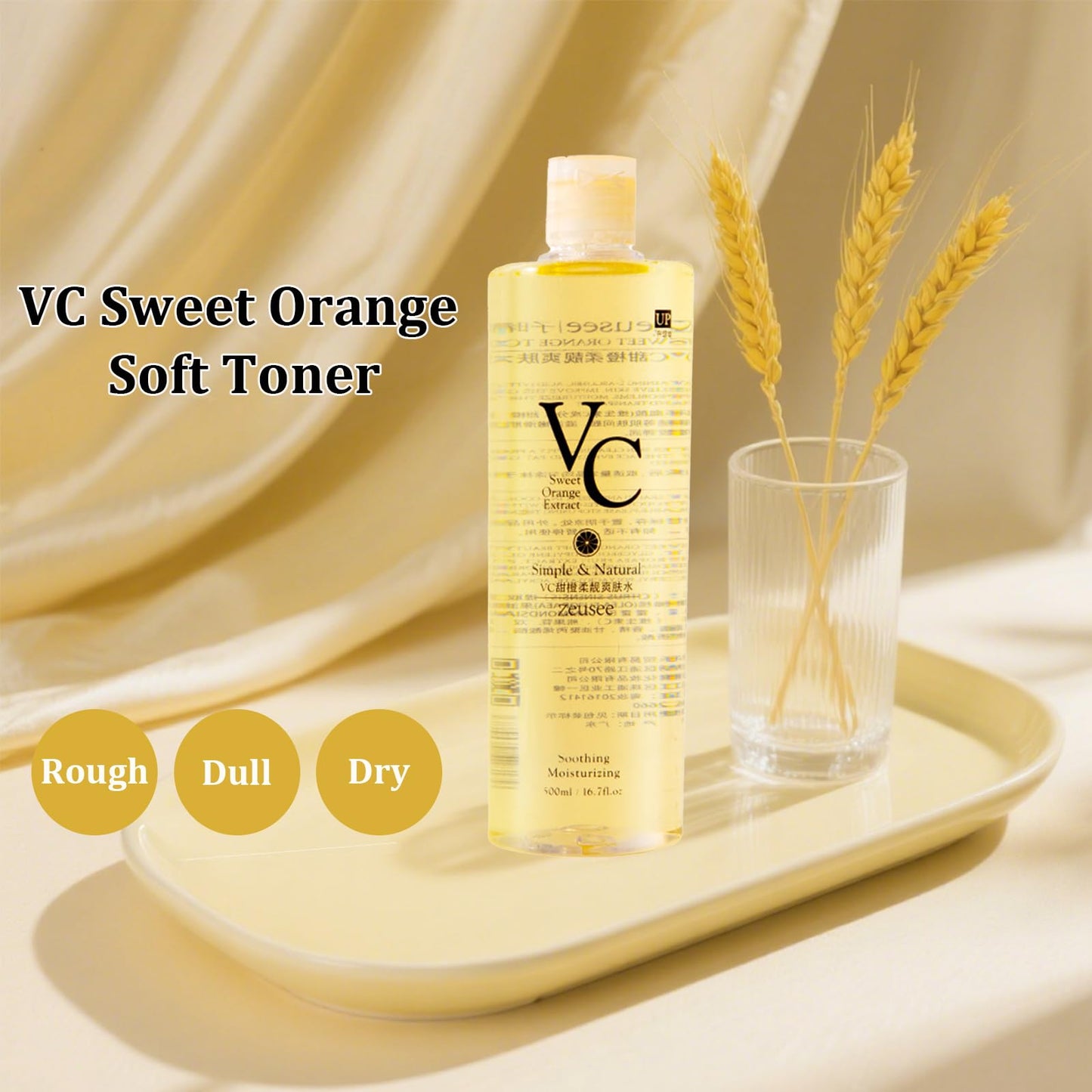 SHENYI VC Toner,VC Toner Korean, Contains V C Ingredients,Refreshing Hydrating Rejuvenating Wet Compress Moisturizing Water Lotion, Easy to Absorb, Deeply Hydrate and Enhance Skin Elasticity(300ml)
