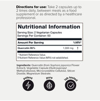 Ultra High Purity Quercetin Capsules - 95%+ Highly Purified and Bioavailable - 1000mg Per Serving - 120 Capsules Quercetin Supplement