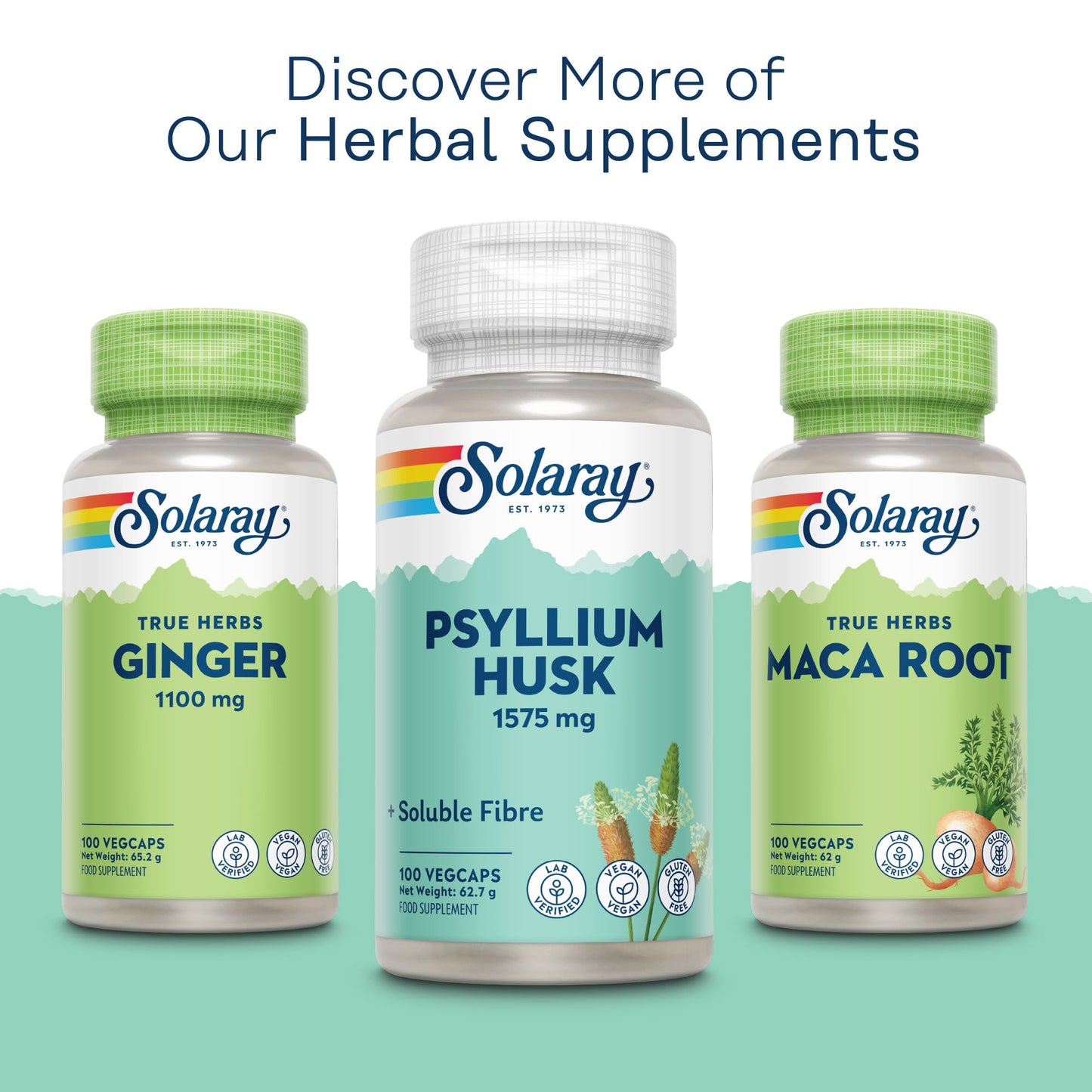 SOLARAY Solaray Psyllium Husk 1575mg - 100 Vegan Capsules