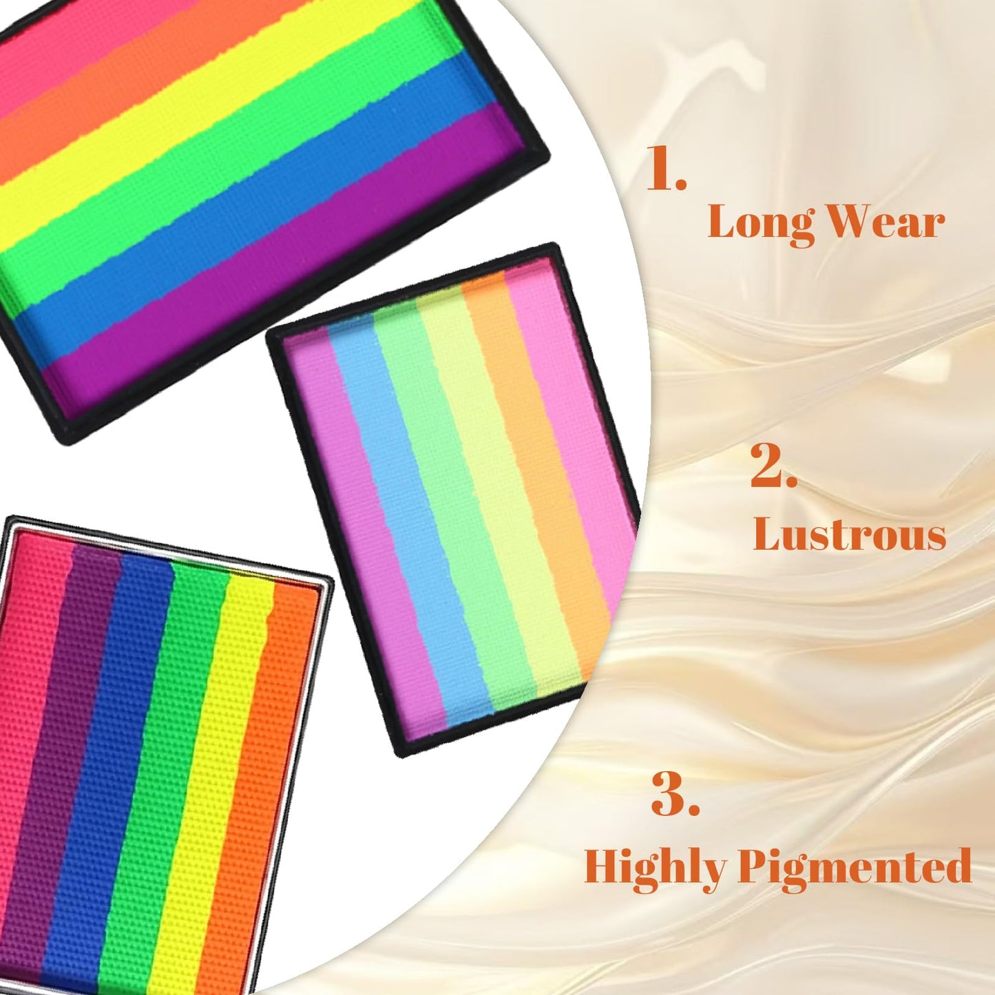 Professional Rainbow Face Paint, 50g Water-Based Palette, Quick-Drying & Long-Lasting, Skin-Friendly Body & Face Makeup, Ideal for Pride Parades, Carnivals, Cosplay & Festivals, Easy Removal