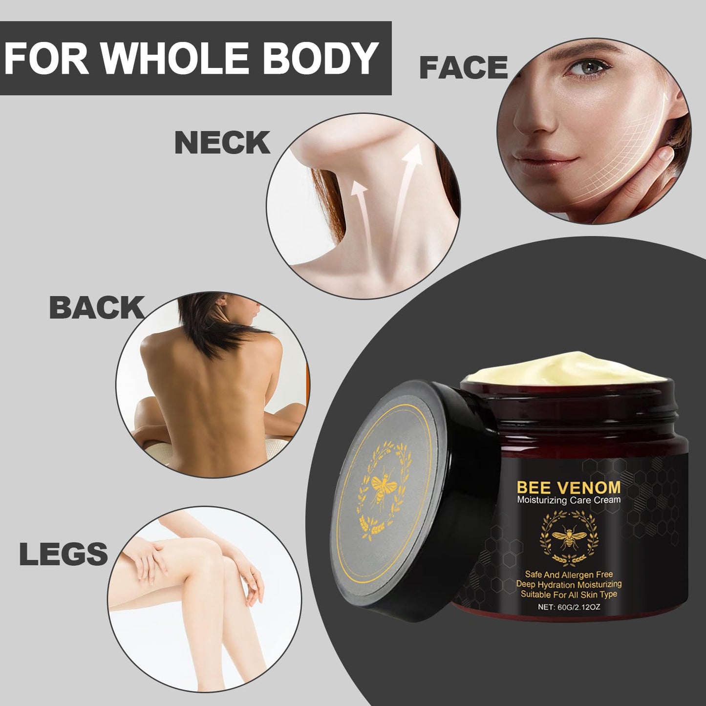 Trendyfave Bee Venom Skin Treatment Cream,Bee Venom Cream For Wrinkles Skin Repair Cream Deep Hydration Natural Ingredients, Soothes Skin, Moisturizing For All Skin Types