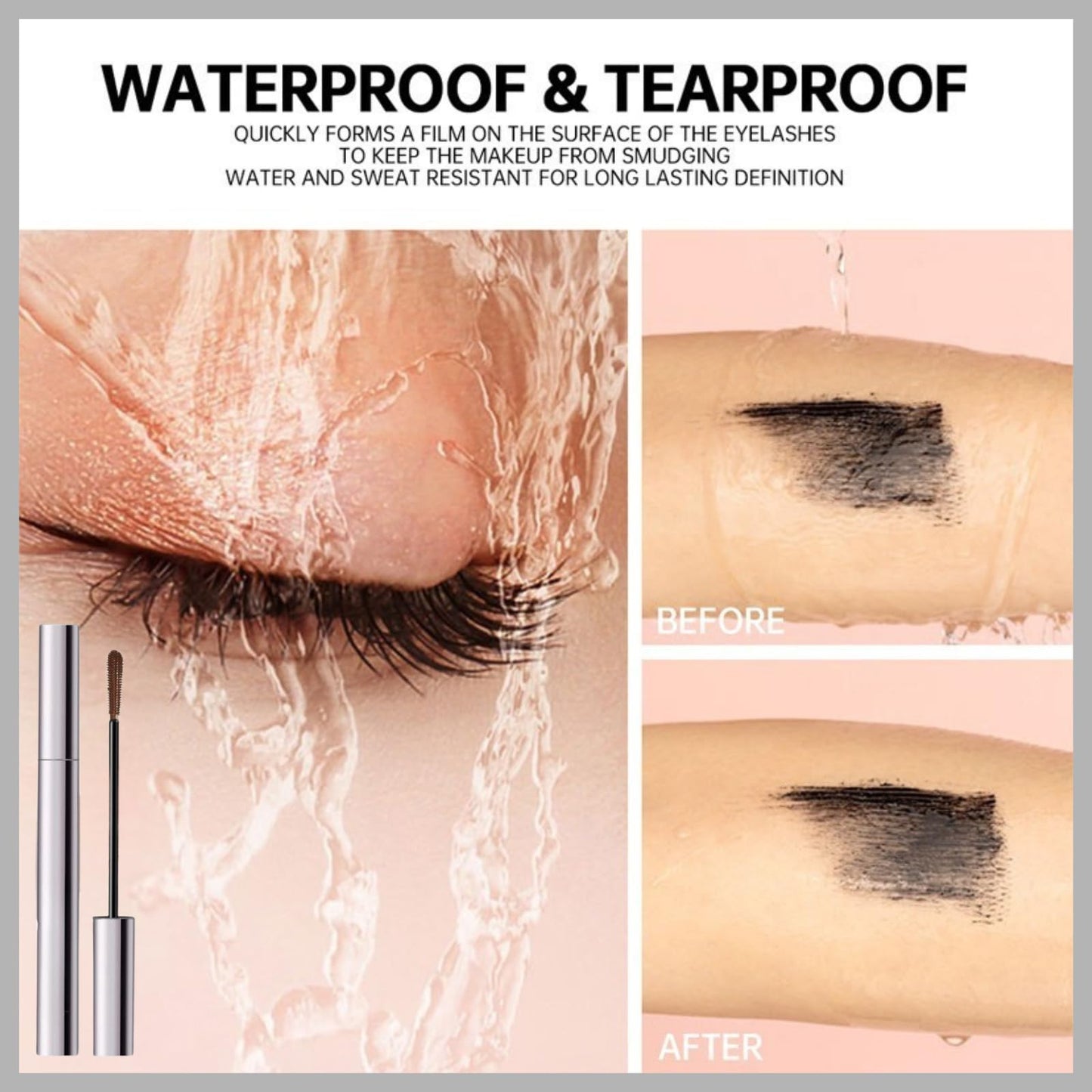 Brown Mascara for Older Women 60 Plus,Telescopic Mascara Volume and Length for older women,Tubing lash mascara for mature ladies Waterproof Lasting Smudge-proof,For Sensitive Eyes & Aging Lashes