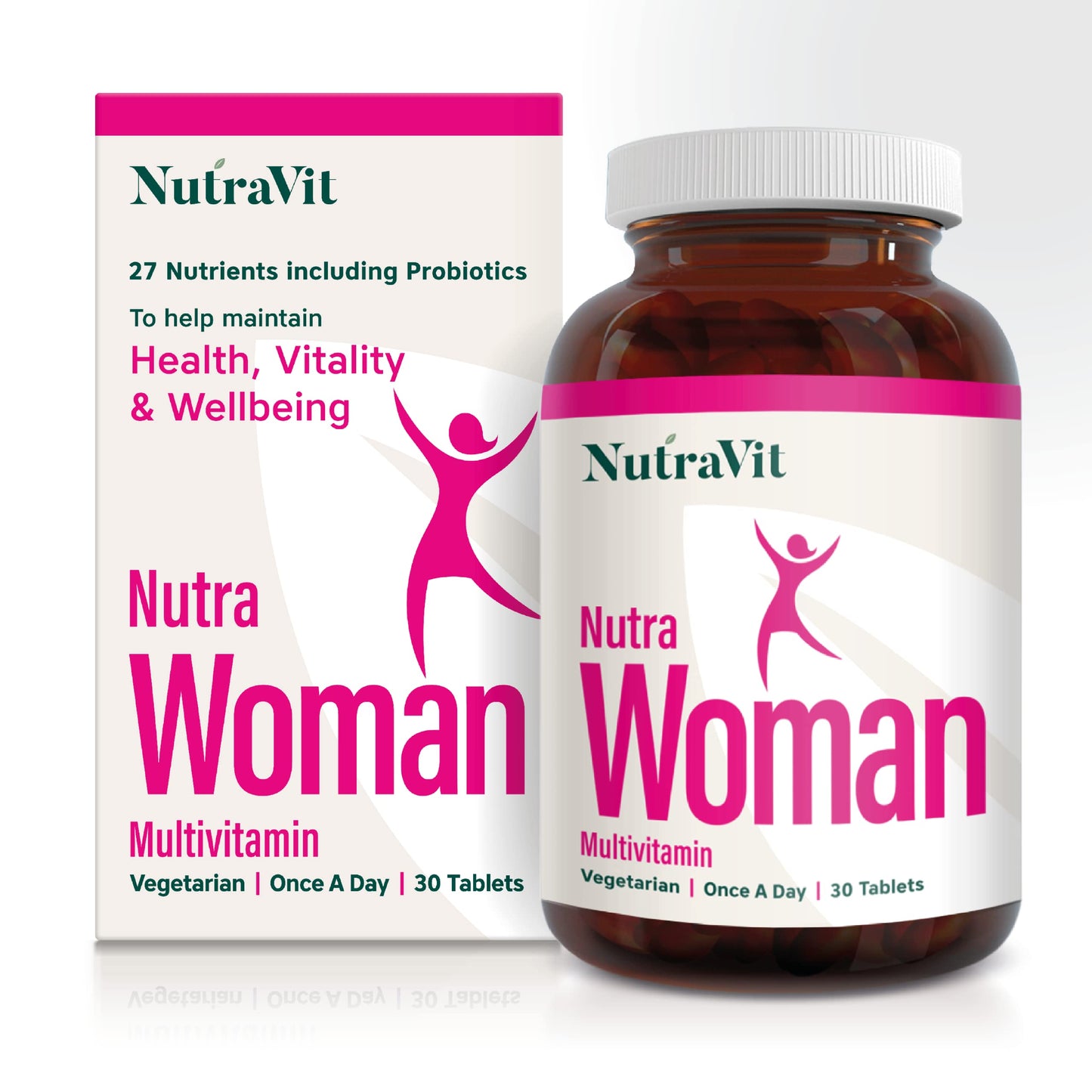 NUTRAWOMAN - Womens Multivitamins | Womens Vitamins - 30 Tablets - 27 Vitamins & Minerals - Daily Multivitamin for Energy & Health - with Probiotics, Biotin, Folic Acid & Methyl B12 - NutraVit