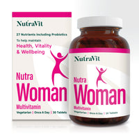 NUTRAWOMAN - Womens Multivitamins | Womens Vitamins - 30 Tablets - 27 Vitamins & Minerals - Daily Multivitamin for Energy & Health - with Probiotics, Biotin, Folic Acid & Methyl B12 - NutraVit
