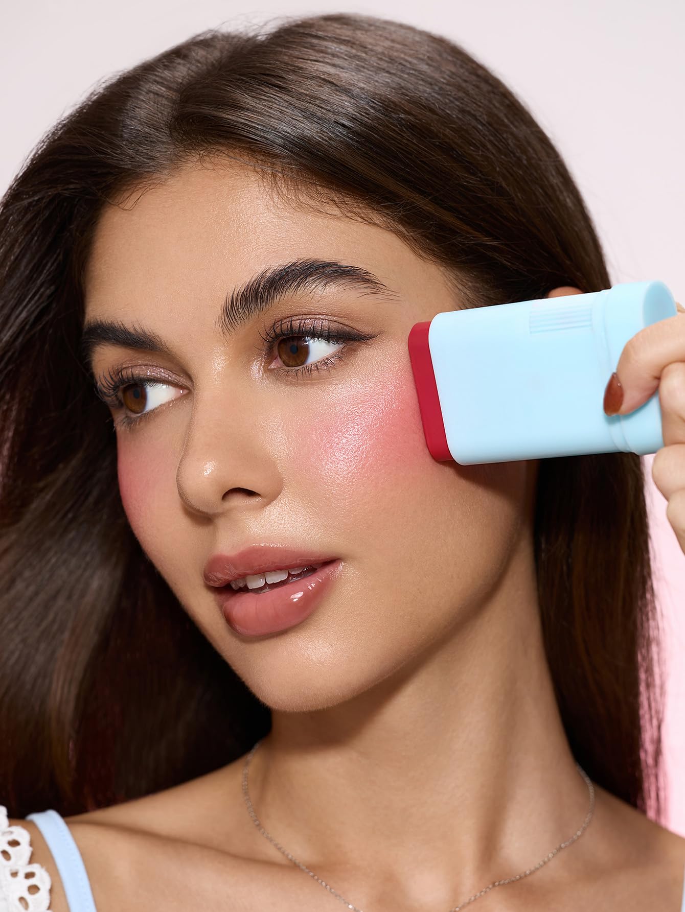 SHEGLAM Glass Glow Blush Stick Cream for Cheek and Lip, Waterproof Hydrating Tinted Solid Moisturizer Blendable Natural Grow Nude Face Blush Makeup-Cherry Express