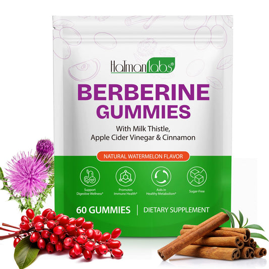 VOSIFSDIY Berberine Gummies with Ceylon Cinnmon, Berberine Supplement for Digestive Health, Immune System, Aid Overall Health & Vitality, 60p