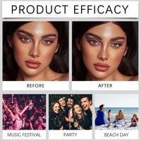 MEITREND Glitter Freckles Face Tattoo,6PCS Gold Glitter Freckles,Sparkle Makeup Patches Face Glitter Tattoo Festival Essentials Waterproof Temporary MakeupTattoo for Women