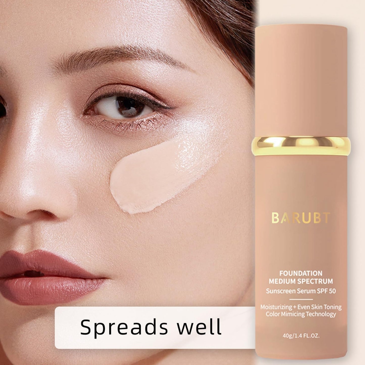 SONGQEE 4 In 1 Foundation Liquid, Hydrating Medium Full Coverage Concealer with Spf 50+, Bio Foundation Light, Color Correcting Primer, Natural Face Base Tone Makeup, Longwearing & Waterproof