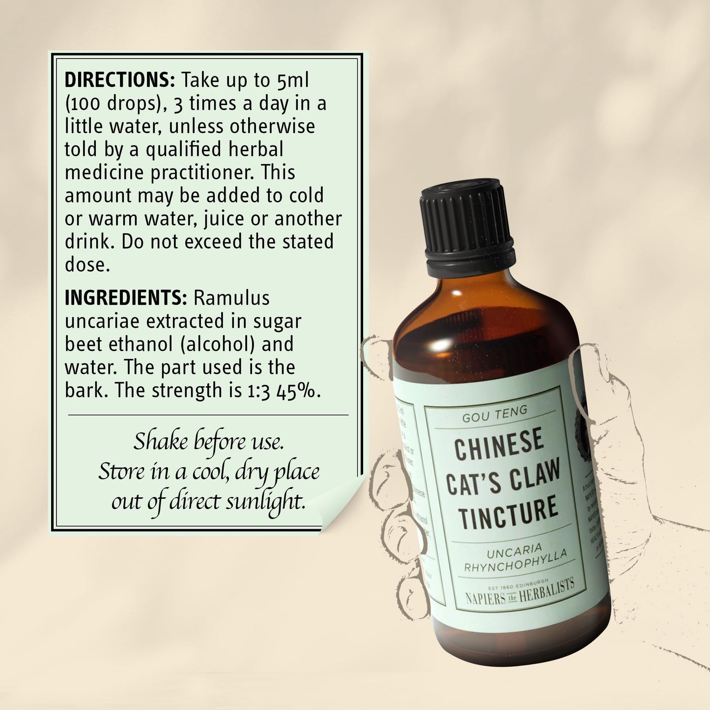 Napiers Gou Teng Tincture (Ramulus uncariae/Uncaria rhynchophylla) - Herbal Supplement - 1:3 45% - 250 ML