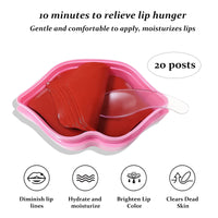 KYDA 20Pcs Moisturizing Lip Mask Set, Collagen Lip Sleep Mask Reduces Lip Lines and Natural Moisture Lip Mask Patches,Effectively Anti-Wrinkle and Nourish The Lip Skin Nourishes Lip Care Pad