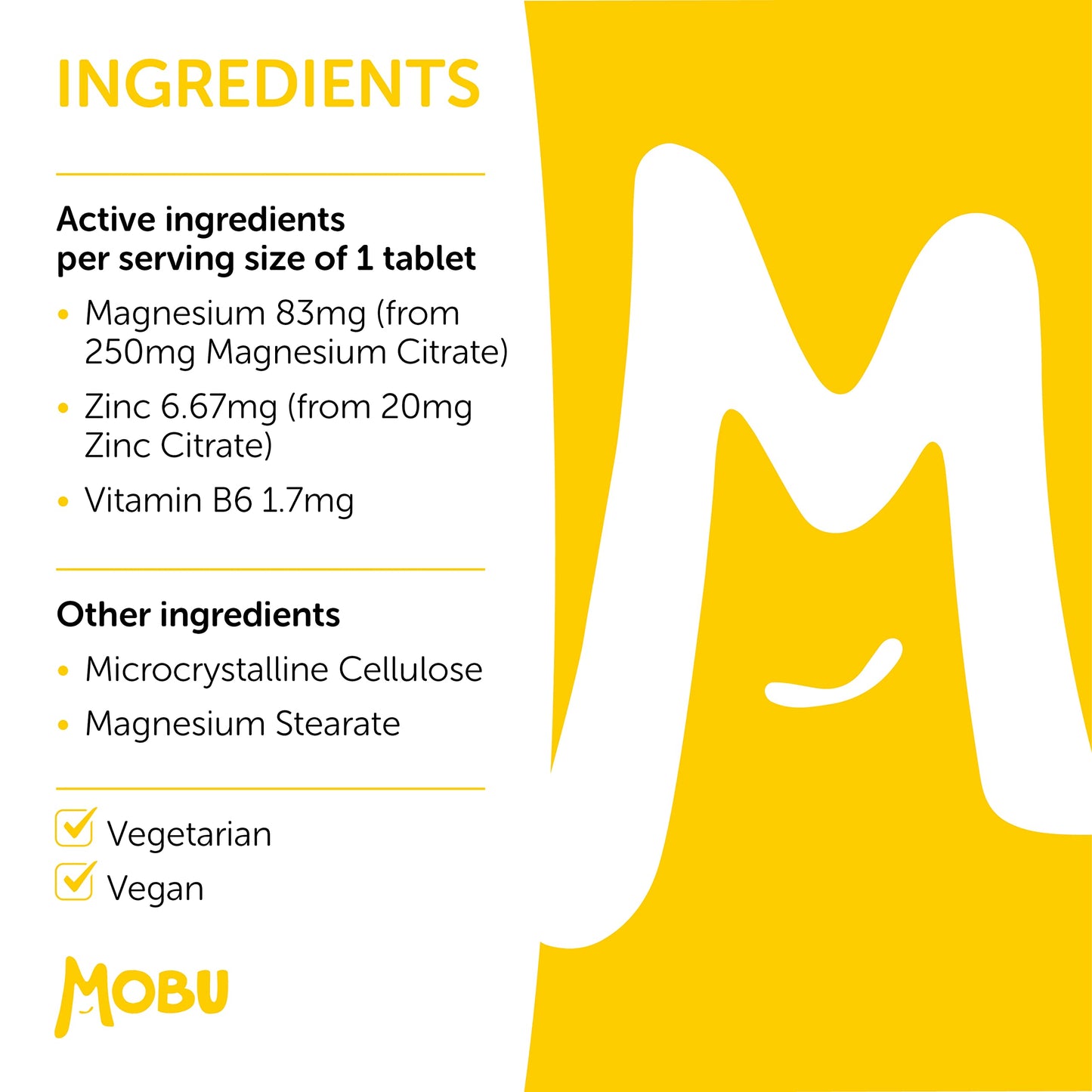 ZMA 120 Tablets | Vitamin B6, Magnesium and Zinc | Normal Muscle Function & Energy Yielding Metabolism | Muscle Growth & Sleep Support | Vegan MOBU UK