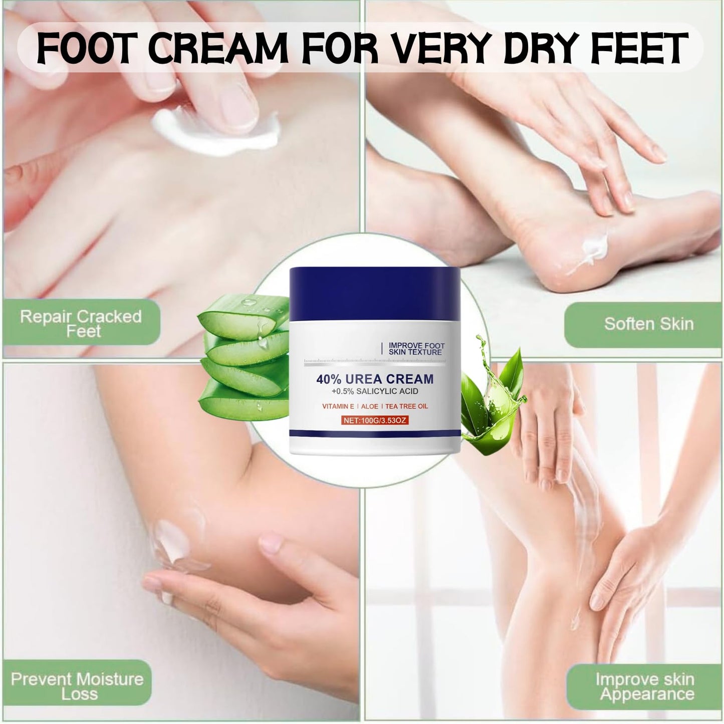 IZBEAUVO 40% Urea Foot Cream for cracked heels and Dry Skin – Cracked Heel Repair Cream & Intensive Foot Moisturiser – Targets Rough Skin Areas & Dry Feet Treatment - Suitable for all kinds of seasonal dryness