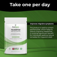 Bodygenix Feverfew 1000mg Vegan Tablets Supplements – with Anti-inflammatory Properties – Support Healthy Joints Health, Supports Mood and Migraine Headache (60)