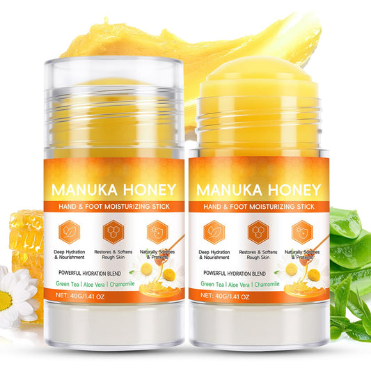 ThamGlow 2Pcs Manuka Honey Cream For Dry Feet, Cracked Heel Repair Cream, Honey Foot Balm, Softens Calluses, Exfoliates Dead Skin & Deeply Moisturises – Athletes Foot Treatment Heel Balm For Hard, Rough Skin