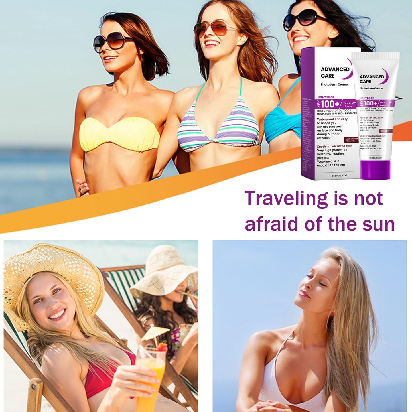 Shengqialun Factor 100 Sun Cream - SPF 100 Sunscreen - High Protection Sun Cream SPF 100 PA+++ - No Sticky Ultra Light UV Protetion Sun Block Face Sunscreen for Body and Face