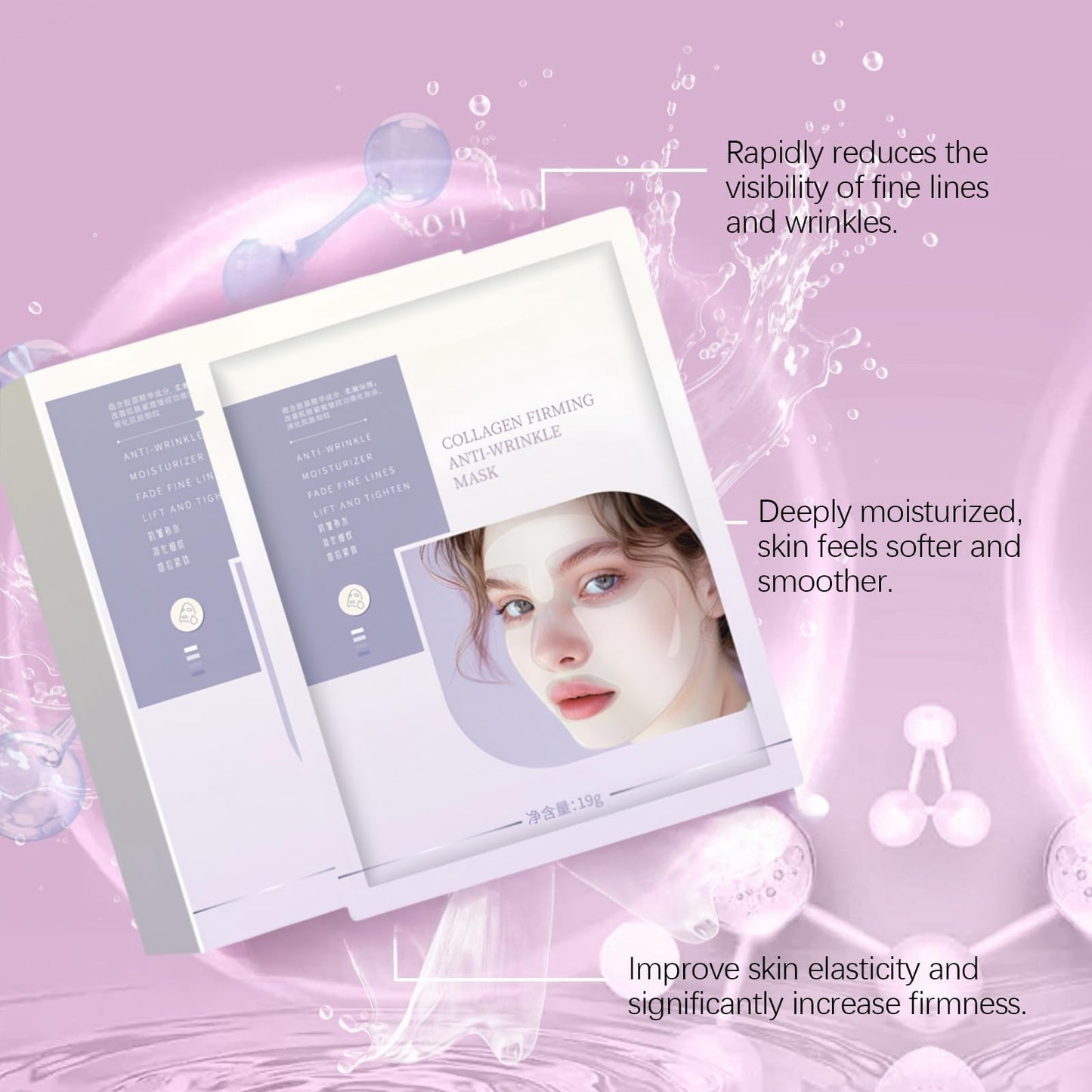 Xinyig Bio Real Deep Lifting Mask,Collagen Face Masks Skincare Sheet for Woman,3D L/ifting C/ollagen Full Face Tension Gel M/ask,Deep Co/llagen Anti Wrinkle Lifting Ma/sk,Overnight Collagen Fa/ce Mask