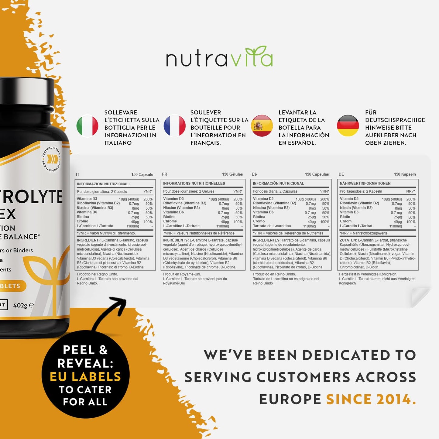 Electrolyte Complex - High Strength Tablets with Added Magnesium, Potassium & Calcium - Muscle Function and Electrolyte Balance - 240 Vegan Tablets - No Synthetic Binders - Made in The UK by Nutravita