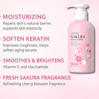 Prosperina Japanese Cherry Blossom Body Lotion – Radiant Glow Firming Moisturizer with Niacinamide & Vitamin C | Hydrating Body Cream for Dry Skin | Lightweight, Non-Sticky, Fast-Absorbing | Pump Bottle | 200ml