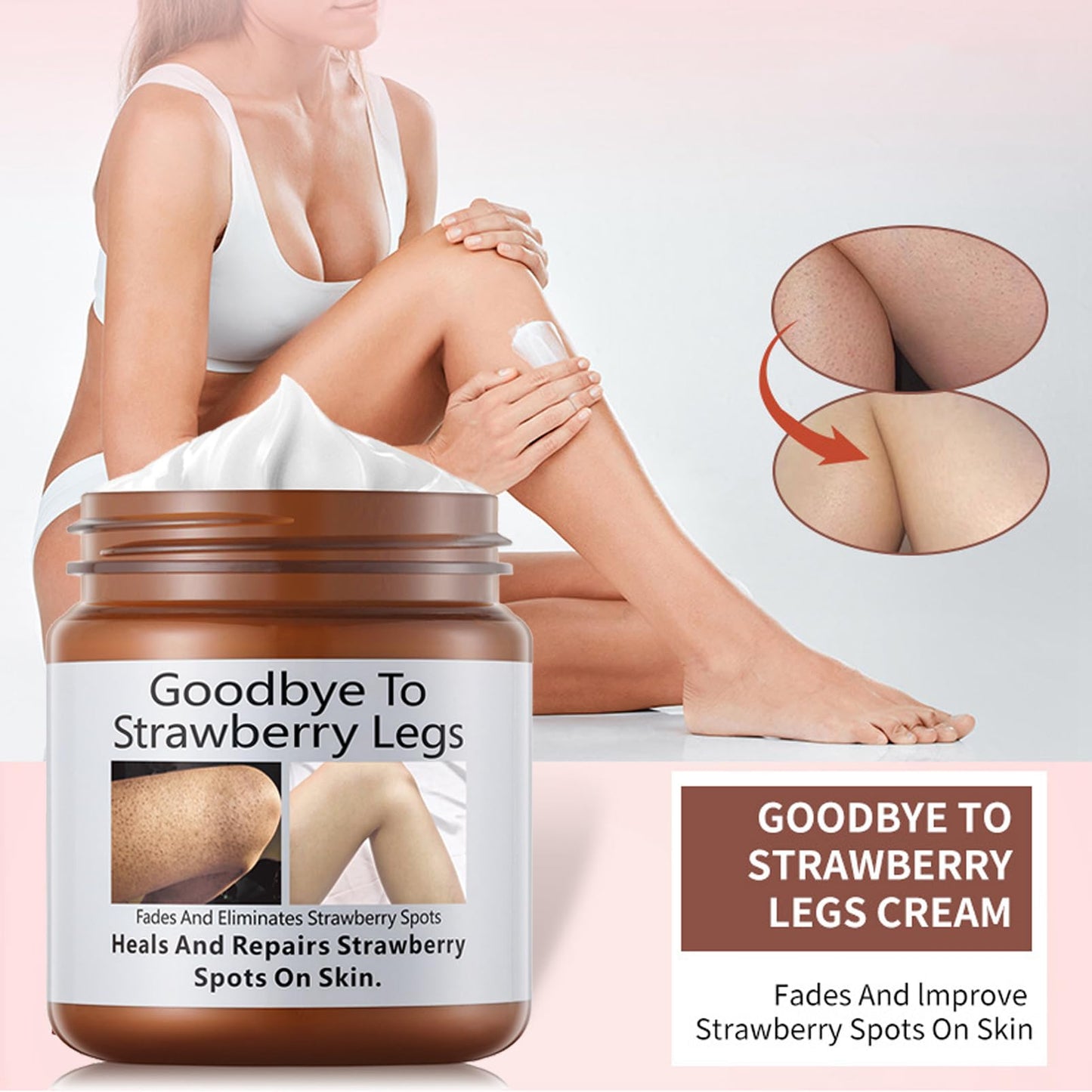 Strawberry Legs Treatment with Purifying Exfoliating Gel,Keratosis Pilaris Cream,Skin Exfoliating Repair Cream,Strawberry Skin Treatment,Moisturizing Body Cream,Rough Bumpy Skin Body Lotion(2PCS)