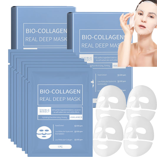 ChicNana Biodance Collagen Mask, Biodance Collagen Mask Overnight Bio Collagen Face Mask Real Deep Overnight Face Mask Collagen Mask Overnight Mask for Face Skin Care (Blue 8pc)