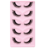 EMEDA Cat Eye Lashes 3D False Eyelashes Wispy Lashes Natural Look 13mm L Curl Lash Extension effect Thick Fox Eye Lashes 5 Pairs Faux lashes (Fox eye 31)