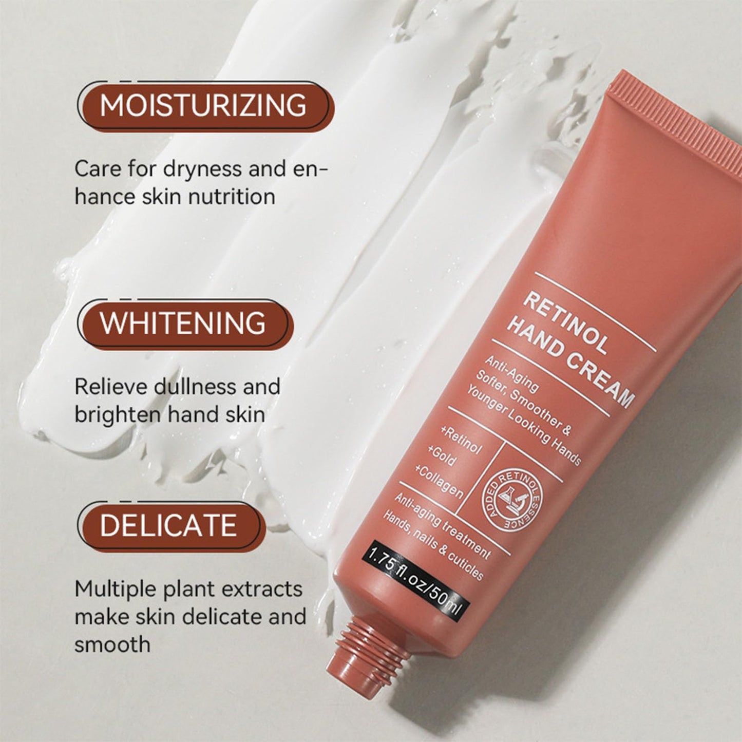 HERBINSOLS Retinol Hand Cream - Anti Aging Hand Cream - Hand Repair Cream Firming & Moisturising - Retinol Moisture Intensive hand cream for Very Dry Hands, Care for Skin, Nails & Cuticles