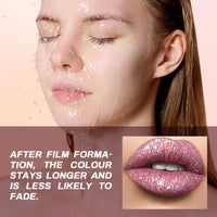 GEEWHILE Diamond Glitter Lip Gloss, Diamond Glitter Liquid Lipstick, Pink Shimmer Metallic Lipsticks, Sparkly Liquid Lipstick Waterproof Long Lasting Non-Stick Cup Sparkly Pink Lipgloss for Women Girls