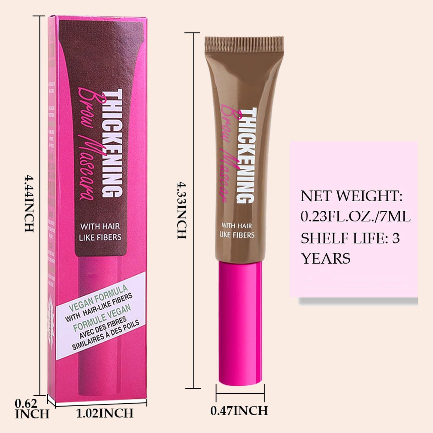 GEEWHILE Tinted Brow Glue, Brow Tint, Instant Eyebrow Styler Tinted Brow Gel, Waterproof Tinted Eyebrow Gel with Brush, Long Lasting Brow Gel Tint for Fuller Looking Eyebrows(Taupe)