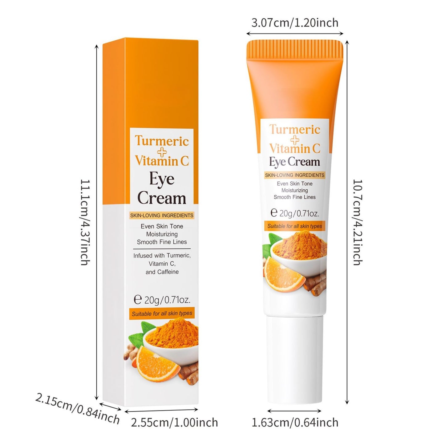Trendyfave Vitamin C Turmeric Eye Cream Anti Aging, Under Eye Cream for Dark Circles, Eye Cream For Dark Circles And Puffy Eyes, Turmeric Cream For Even_Skin Tone,Moisturizing,Smooth Fine Lines - Travel Size