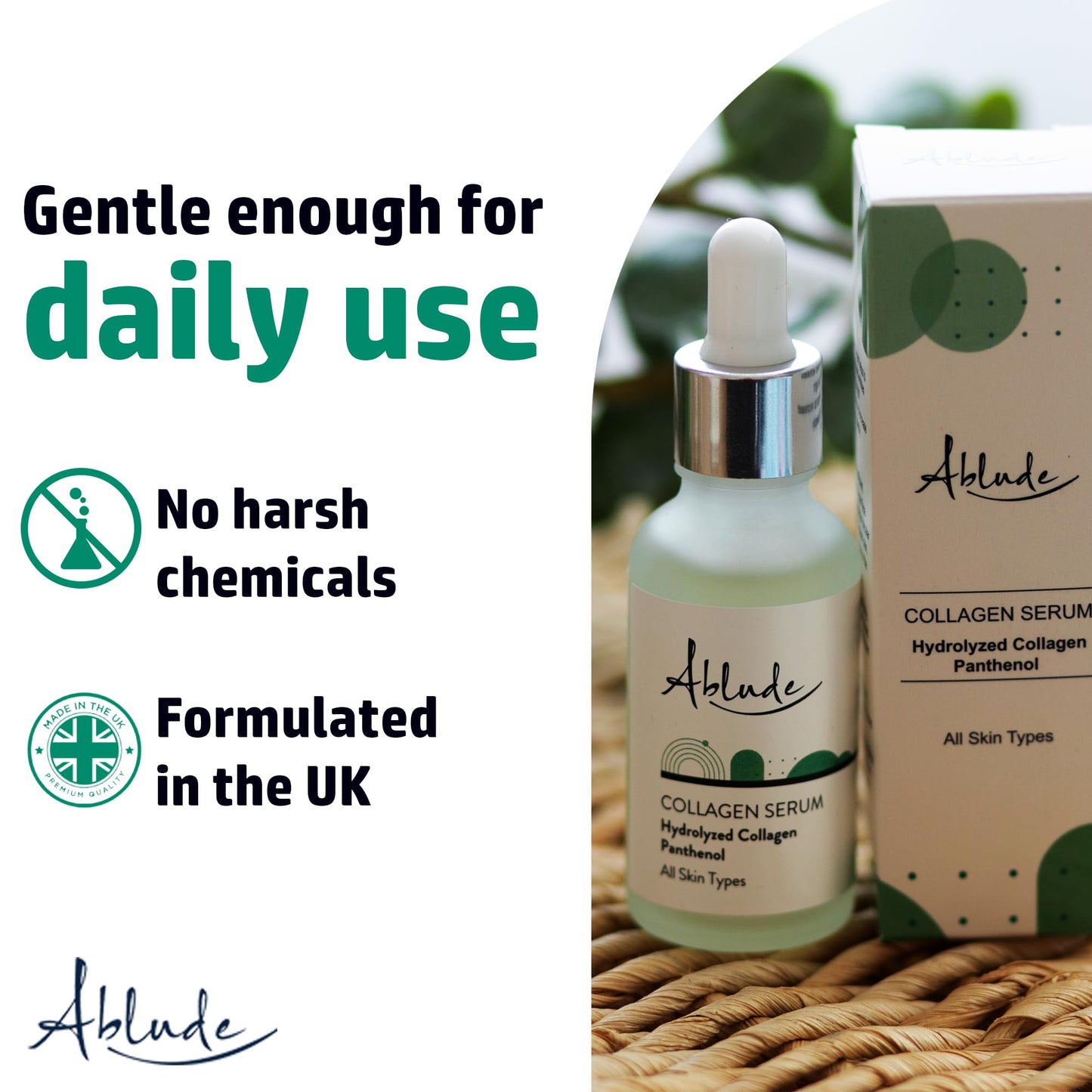 Ablude Collagen Serum - Anti Ageing Facial Serum - with Hydrolyzed Collagen & Panthenol (30ml)