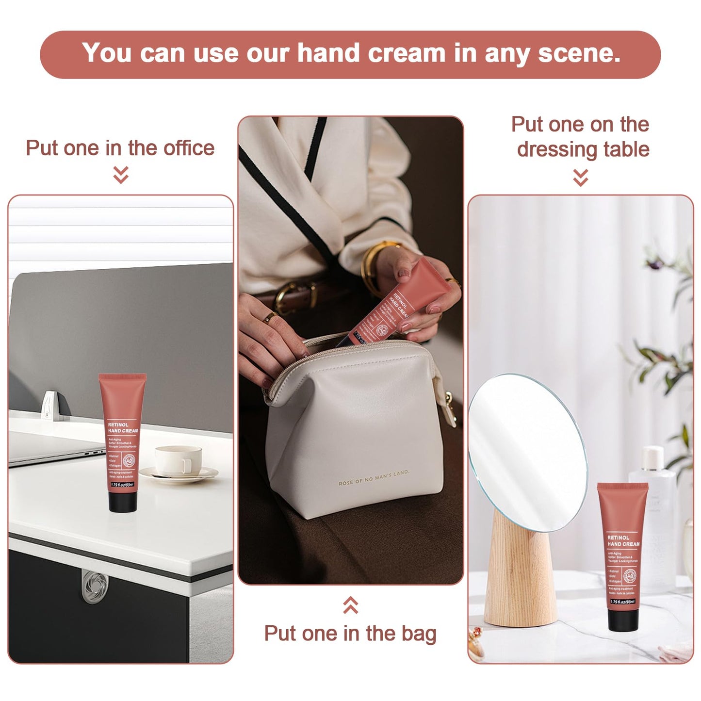 Samkeen Retinol Hand Cream, Anti Aging Hand Cream for Women & Men, Strong Soothing for Very Dry Hands, Deeply Moisturizes for Skin, Nails, Cuticles (2pcs)