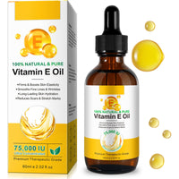 Uocasi Vitamin E Oil for Face & Skin, 75,000 Iu| 2 Fl Oz 100% Pure And Natural Bio Body VIT E Oil, Strengthens & Moisturizes Growth Of Nails, Scar, Scalp, Hair, Eyebrows & Eyelashes - Natural & Plant-based