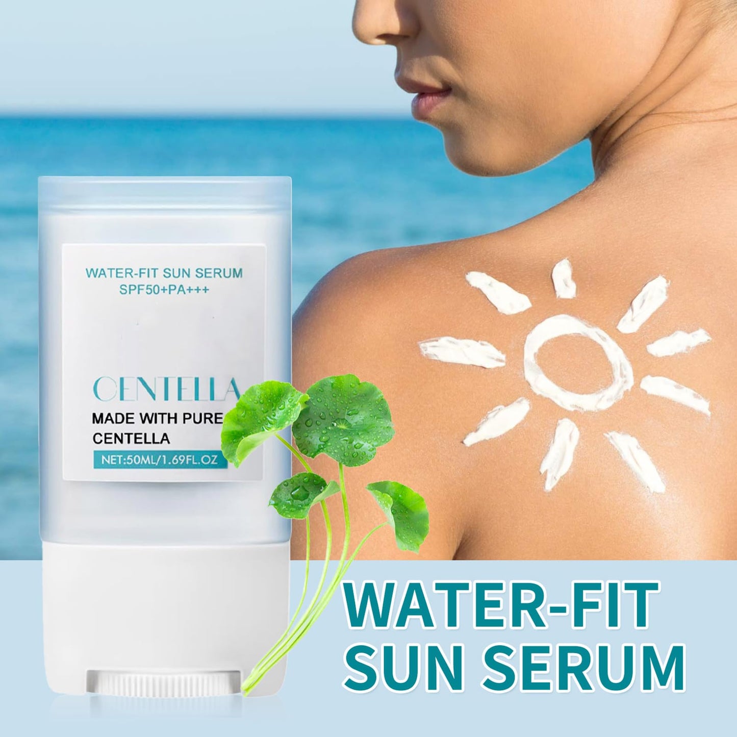 ISBEAUSOLS Centella Sun Stick SPF50+ PA+++ - Mineral Sunscreen SPF 50+ - Face Sun Cream SPF 50 Strong UV Sunblock Stick - Quick Soothing Lightweight Korean Sunscreen - Invisible S-unscreen S-tick for Face & Body