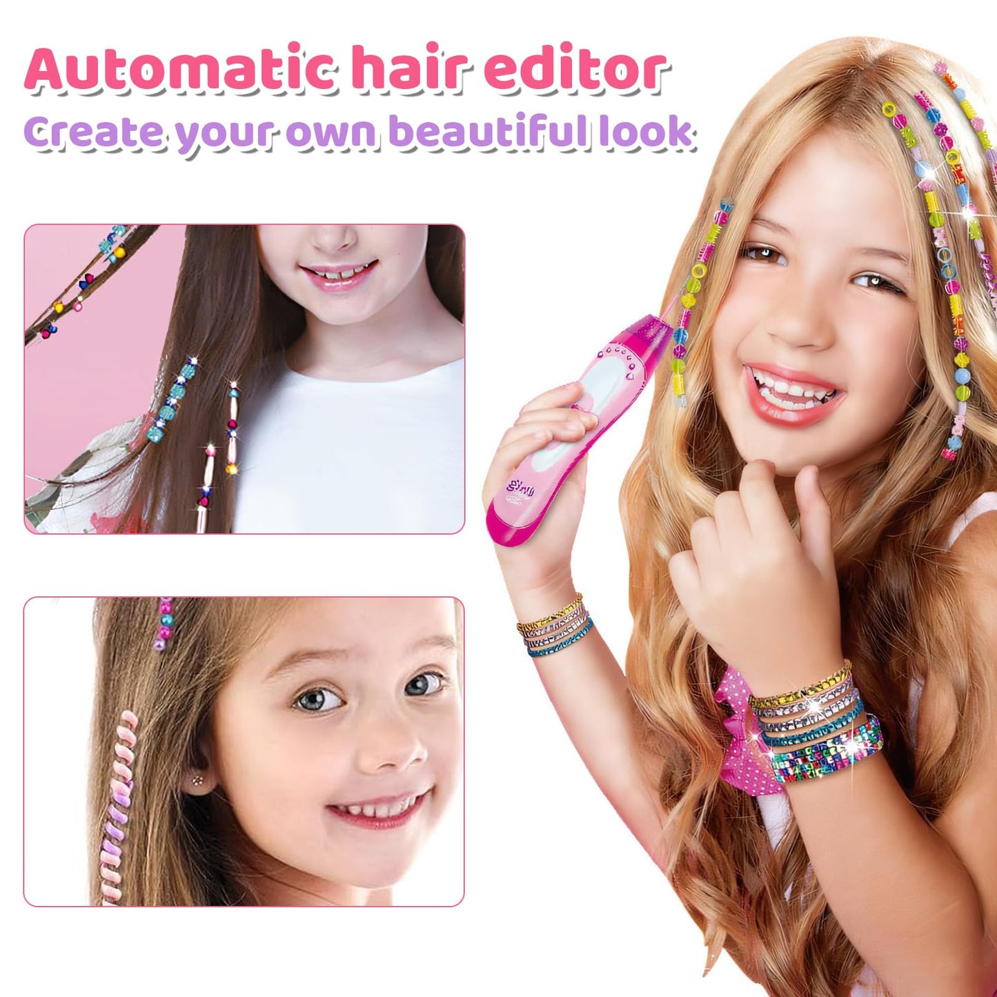 Asheyya Hair Braiding Kit for Girls, Hair Braider for DIY Hair Accessories Beads Age 5-10 Years Old Girls