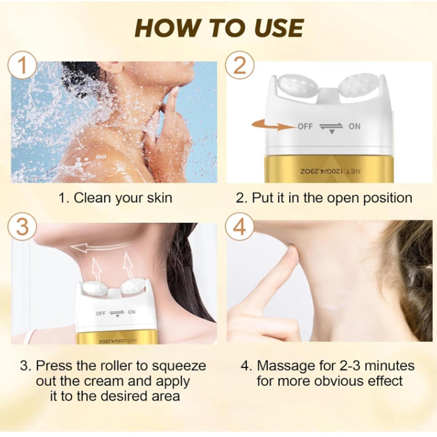 MEITREND Ah-8 Firming Neck Cream,Neck Firming Cream with Roller,Firm and Lift Neck Cream for Sagging Skin,Fade Fine Lines & Wrinkle,Neck Tightening Cream,Reduce Double Chin & Moisturizing,Tighten and Lift