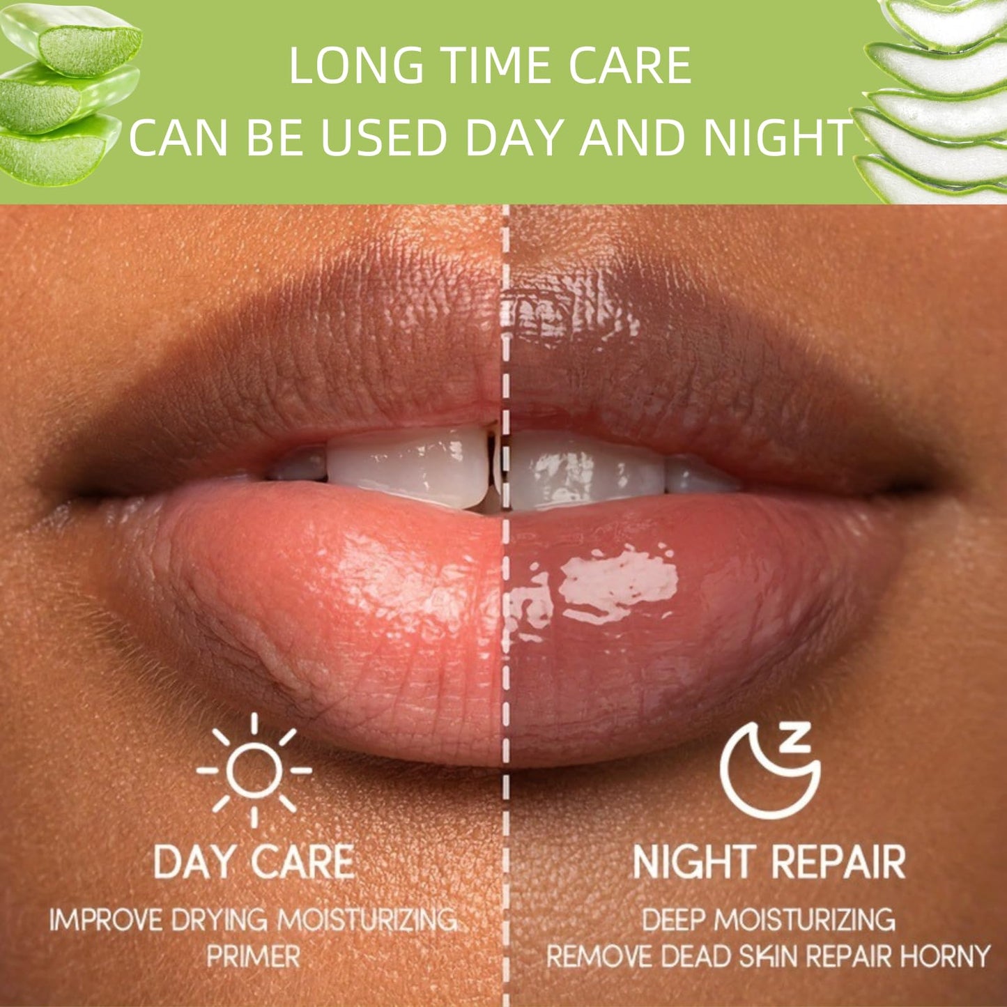 TBeautfave Lip Sleeping Mask, Aloe Vera Lip Mask Overnight Lip Balm Lip Oil Lip Moisturiser Nourishing for Dry Chapped Peeling Cracked Lips Lip Plumper Fades Lip Lines Lip Repair Lip Care