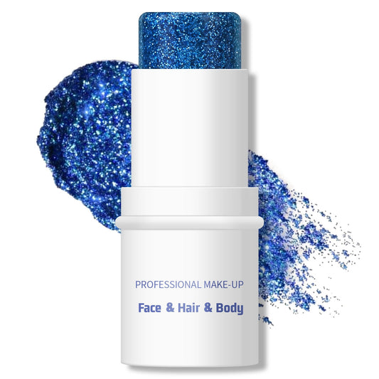 KYDA Body Glitter Stick, Chunky Glitter Gel for Face Body Hair, Sparkling Holographic Mermaid Sequins Paint, Waterproof Multiuse Makeup Glitter Gel, Silver