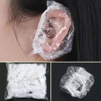100 Pack Disposable Ear Protectors Clear Ear Covers for Shower Waterproof Shower Ear Cover, Clear Disposable Ear Protectors for Hair Dye, Shower, Bathing, Salon