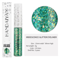 HAORQEE Green Eyeliner, Coloured Glitter Liquid Eye Liner Pencil Waterproof Long-Lasting Metallic Sparkling Fast Dry Smudge-Proof High Pigmented Christmas Gifts Eye Makeup for Women