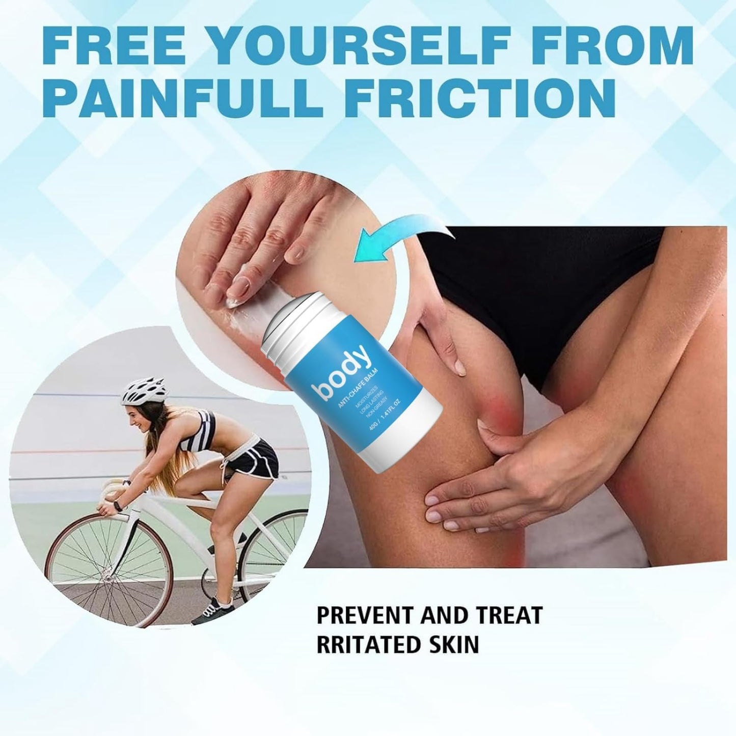 OunTechGlory Anti Chafing Cream - Water & Sweat Chafing Cream - Anti Chafe Balm for Active Lifestyles - Prevent Thigh Rashes & Exercise-Induced Friction - Long-Lasting Protection