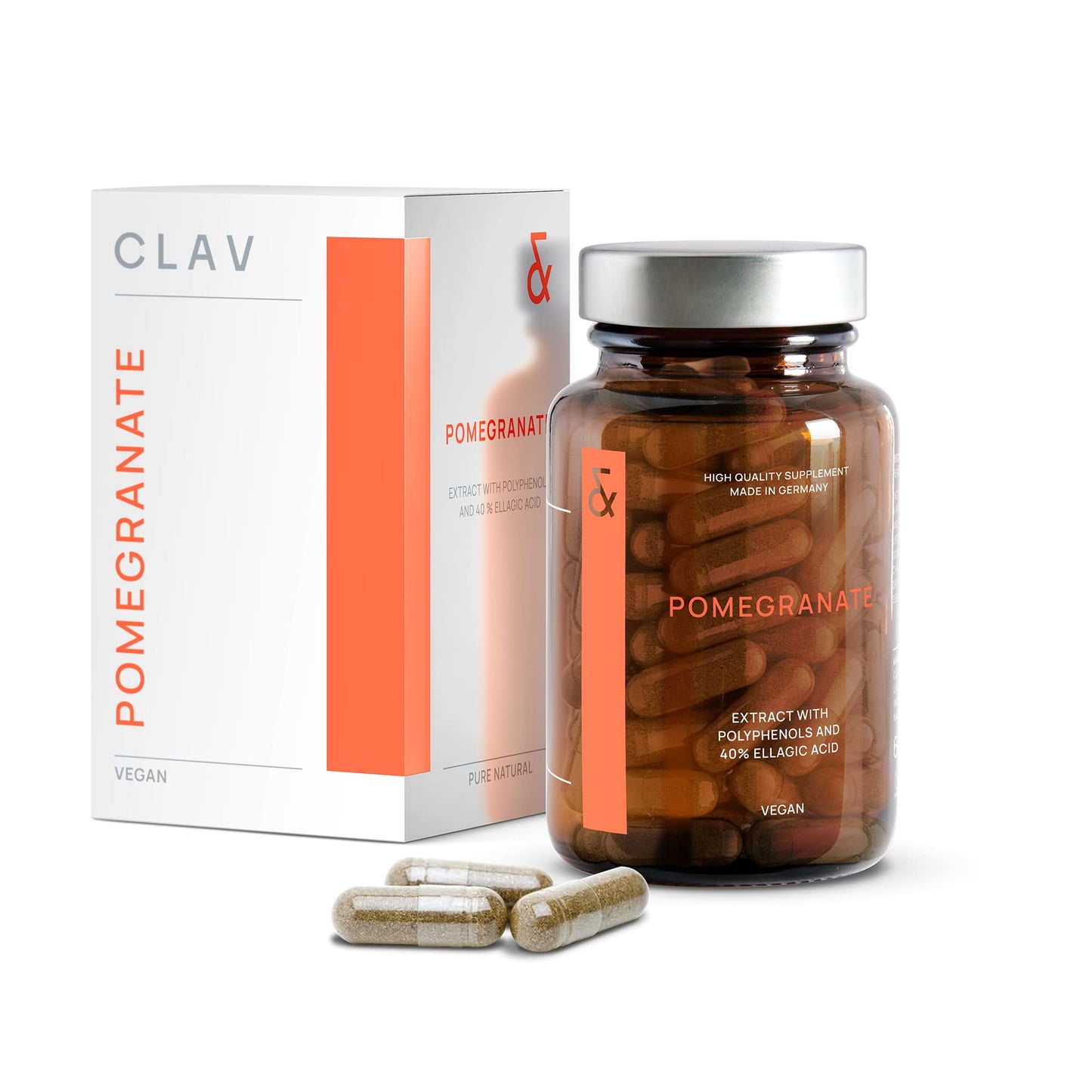 1000mg Pomegranate Extract per Daily Dose | Rich in Polyphenols & 40% Ellagic Acid | 60 Capsules Vegan | Made in Germany