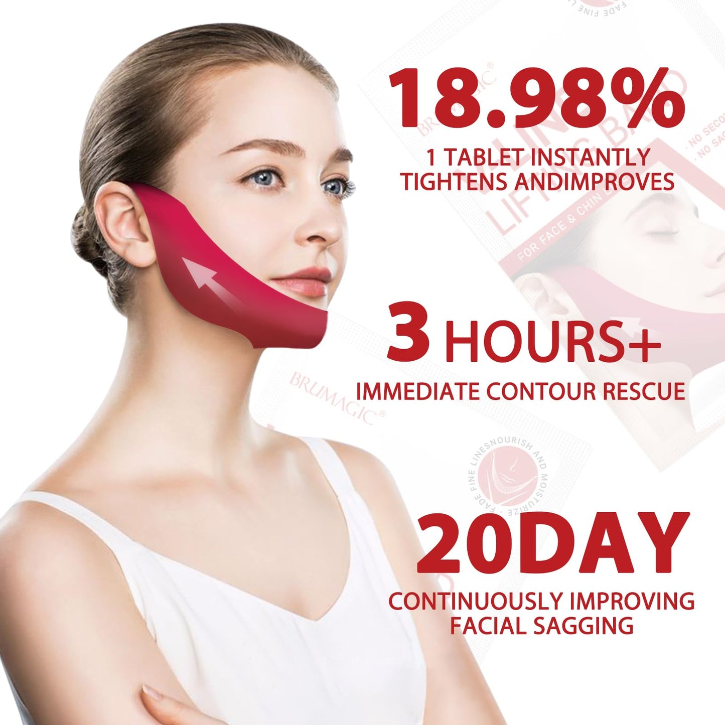 5 Pieces Double Chin Lifting Mask,Chin Lift Mask, Easy to Use Ear-Hanging Design, Shaping and Tightening Jawline, Moisturizing and Lifting, Beauty Tool Suitable for Face and Neck