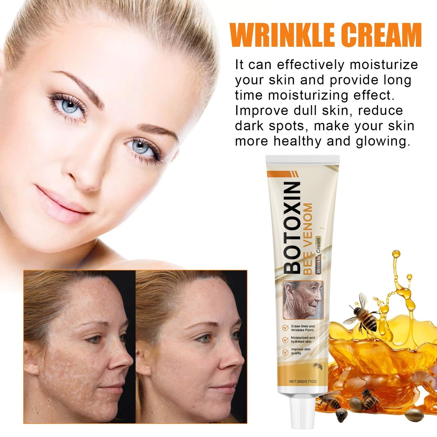 Cureluxe Bee Venom Cream - Bee Venom Anti Wrinkle Face Cream - Anti Aging Face Cream with Boto - Bee Venom Face Moisturisers for Women - Skin Tightening Cream For Face Fine Line - Nourishing & Hydrating